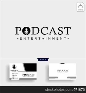 Podcast Typography. Badge, icon, stamp, logo. Vector stock illustration with business card. - Vector. Podcast Typography logo. Vector illustration with business card