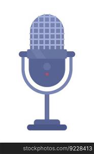 Podcasting microphone semi flat color vector object. Audio recording device. Editable icon. Full sized element on white. Simple cartoon style spot illustration for web graphic design and animation. Podcasting microphone semi flat color vector object