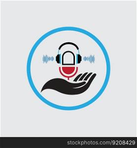 Podcasts Flat vector illustration, icon, logo design