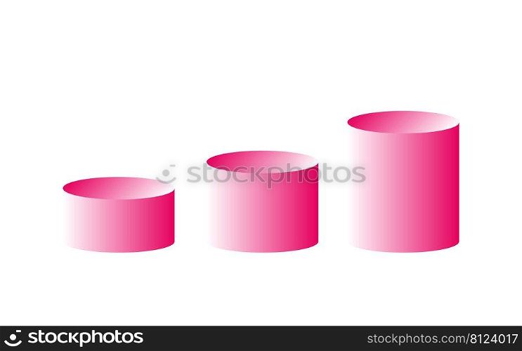 Podium geometric mockup display. Round cylinder pedestal. 3d platform product presentation stand. Abstract vector rendering shape for products display presentation. Modern pink studio room background