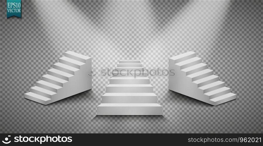 Podium, isolated on a transparent background. 3d pedestal. Vector illustration.. Podium, isolated on a transparent background. 3d pedestal. Vector illustration