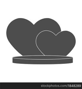 Podium on the background of two hearts. An illustration for weddings, birthdays, Valentine&rsquo;s day and congratulations. Scalable vector drawing.