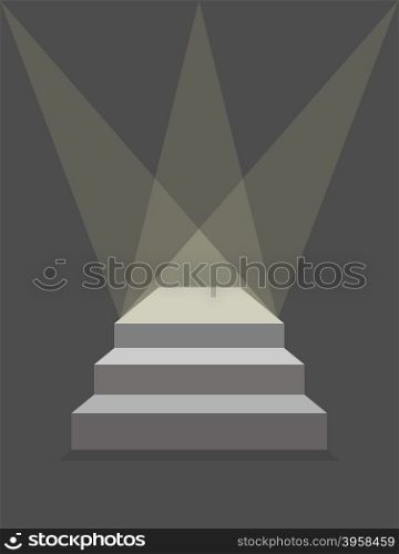 podium with steps and lighting. Pedestal with three steps. Product stand. Vector illustration does not contain transparency effects and overlay&#xA;