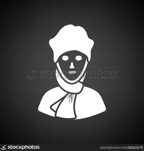 Poet icon. Black background with white. Vector illustration.