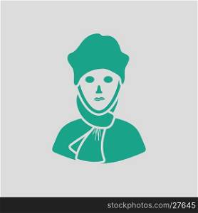 Poet icon. Gray background with green. Vector illustration.