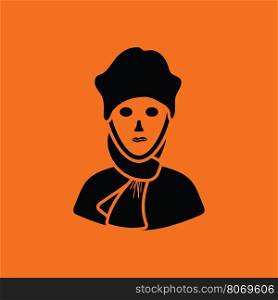 Poet icon. Orange background with black. Vector illustration.
