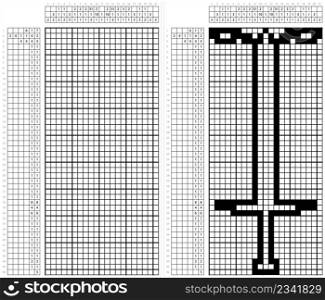 Pogo Stick Icon Nonogram Pixel Art, Sport Icon, Jumping Transportation Toy Vector Art Illustration, Logic Puzzle Game Griddlers, Pic-A-Pix, Picture Paint By Numbers, Picross