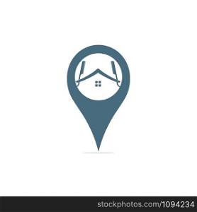 Point Barbershop Logo Template. Gps and Barber blade icon vector design.