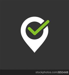 Point Map Icon Logo Template - Check Mark Illustration Design. Vector EPS 10.