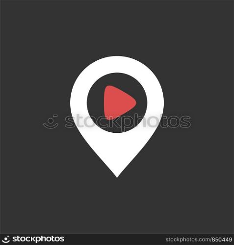 Point Map Icon Logo Template - Play Button Illustration Design. Vector EPS 10.