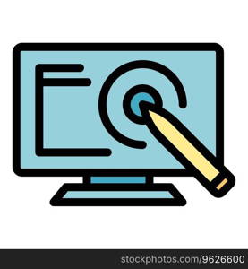 Point pen digital icon outline vector. Design tablet. Draw stylus color flat. Point pen digital icon vector flat