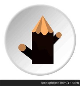Pointed woden stump icon in flat circle isolated on white vector illustration for web. Pointed woden stump icon circle
