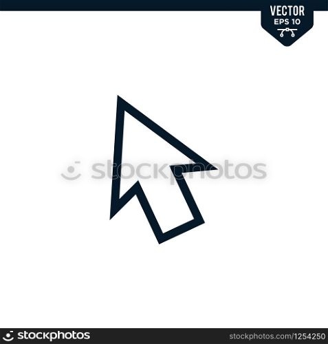 Pointer Arrow icon collection in outlined or line art style, editable stroke vector