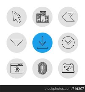 pointer , download , thumb impression , back , arrows , directions , left , right , pointer ,icon, vector, design, flat, collection, style, creative, icons ,