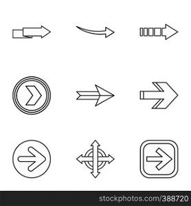 Pointer icons set. Outline illustration of 9 pointer vector icons for web. Pointer icons set, outline style