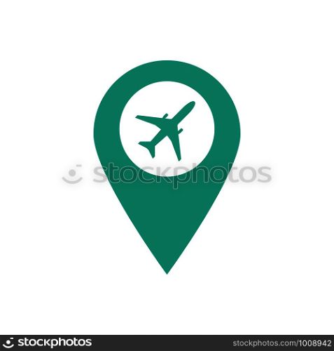 Pointer location airport, plane and travel in flat. Pointer location airport, plane, travel in flat