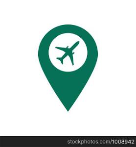Pointer location airport, plane and travel in flat. Pointer location airport, plane, travel in flat