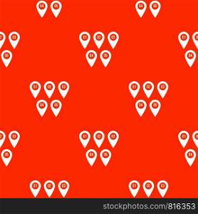 Pointer marks pattern repeat seamless in orange color for any design. Vector geometric illustration. Pointer marks pattern seamless