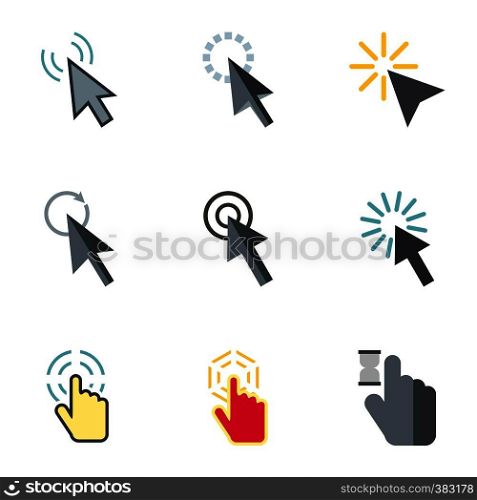 Pointer of computer icons set. Flat illustration of 9 pointer of computer vector icons for web. Pointer of computer icons set, flat style