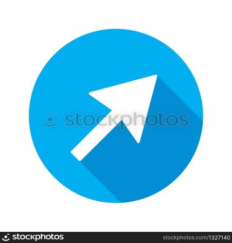 Pointer vector icon on blue circle background. Cursor pointer icon vector. Arrow cursor vector icon. EPS 10