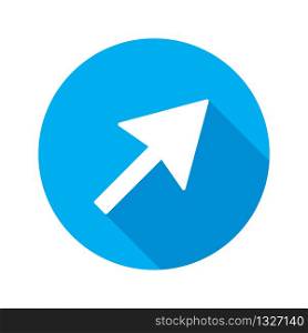 Pointer vector icon on blue circle background. Cursor pointer icon vector. Arrow cursor vector icon. EPS 10