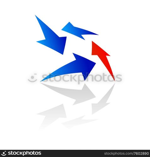 Pointers in chaotic movement isolated arrows. Vector arrowheads showing various directions. Arrowheads moving in different directions