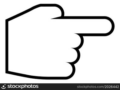 Pointing finger cursor. Right direction pointer in line style isolated on white background. Pointing finger cursor. Right direction pointer in line style