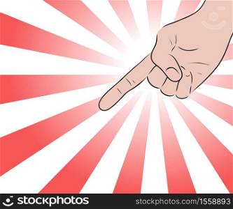 Pointing gesture in pop art style. Dismissal from work. Cartoon human hand. Vector element for articles, banners and your design. Pointing gesture in pop art style. Dismissal from work. Cartoon human hand. Vector element