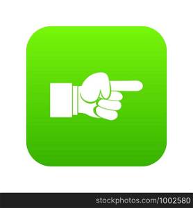 Pointing hand gesture icon digital green for any design isolated on white vector illustration. Pointing hand gesture icon digital green