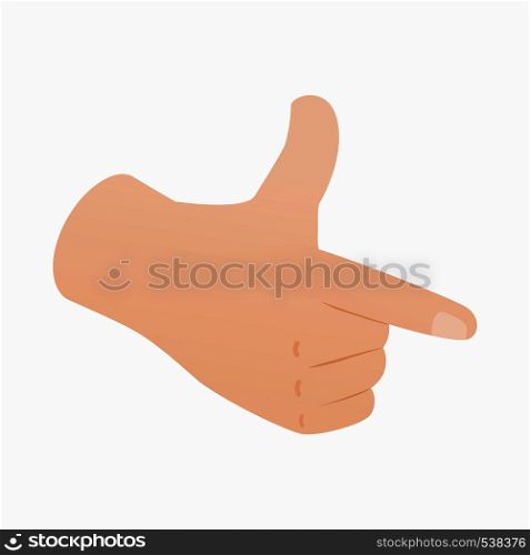 Pointing hand or pistol hand gesture icon in isometric 3d style on a white background. Pointing hand or pistol hand gesture icon