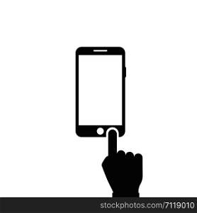 Pointing icon on the touch screen of the smartphone. Vector isolated sign. EPS 10. Pointing icon on the touch screen of the smartphone. Vector isolated sign.