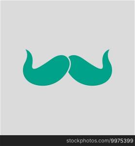 Poirot Mustache Icon. Green on Gray Background. Vector Illustration.