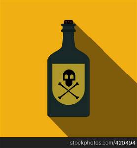 Poison bottle flat icon on a yellow background. Poison bottle flat icon