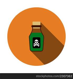 Poison Bottle Icon. Flat Circle Stencil Design With Long Shadow. Vector Illustration.
