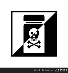 Poison Bottle Icon, Toxic Liquid Vector Art Illustration