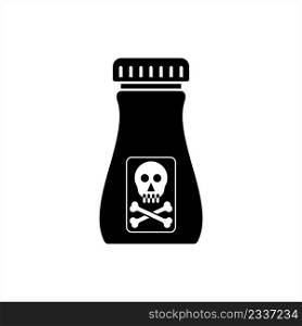 Poison Bottle Icon, Toxic Liquid Vector Art Illustration
