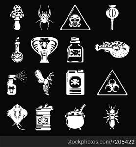Poison danger toxic icons set vector white isolated on grey background . Poison danger toxic icons set grey vector