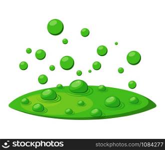 Poison toxic bubbles, green fumes, float vapor for witches brew isolated on white background