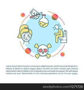 Poisoning symptoms concept icon with text. Intoxication, chemical substance effect, human organism harm PPT page vector template. Brochure, magazine, booklet design element with linear illustrations