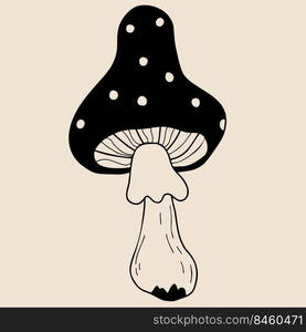 Poisonous forest fly agaricμshroom. Magic ritual fly agaric. Vector illustration. Decorative hand drawn dood≤sty≤