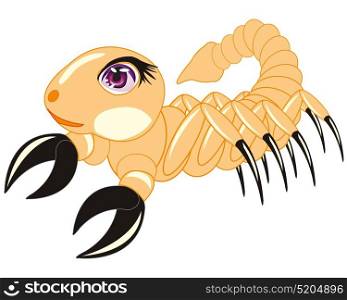 Poisonous insect scorpion. Cartoon insect scorpion on white background is insulated