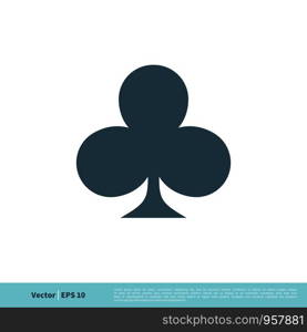 Poker Card Clover Sign, Casino Icon Vector Logo Template Illustration Design. Vector EPS 10.