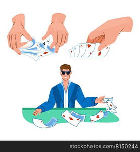 poker casino vector. game table, blackjack card, hand player, money bet, gamble poker casino character. people flat cartoon illustration. poker casino vector