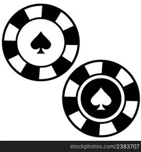 Poker chips icon on white background. Casino chips sign. Spades chip symbol. flat style.