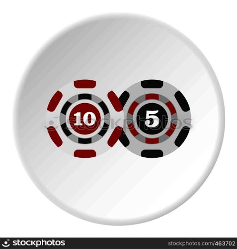 Poker chips nominal five and ten icon in flat circle isolated vector illustration for web. Poker chips nominal five and ten icon circle