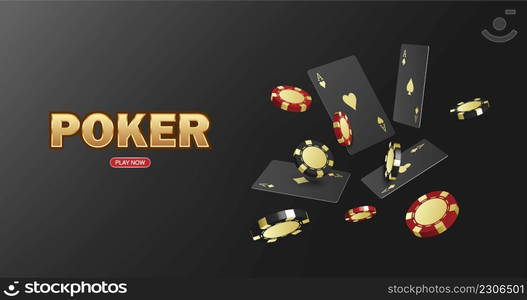 Poker game casiono online, web background template for internet, vector illustration