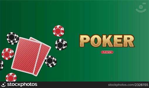 Poker game casiono online, web background template for internet, vector illustration