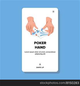 poker hand vector. casino royal card, online flush poker hand character. people flat cartoon illustration. poker hand vector