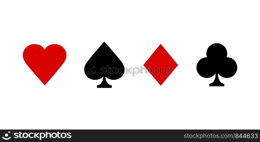 Poker kinds gaming cards. Few type signs red and black color isolated on white background. EPS 10. Poker kinds gaming cards. Few type signs red and black color isolated on white background.