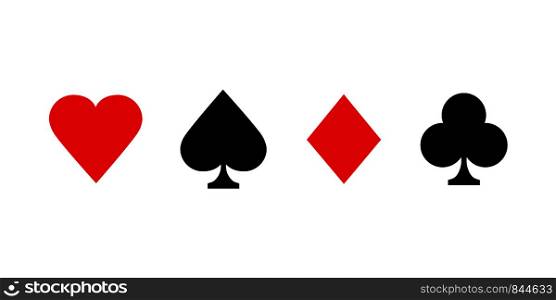 Poker kinds gaming cards. Few type signs red and black color isolated on white background. EPS 10. Poker kinds gaming cards. Few type signs red and black color isolated on white background.